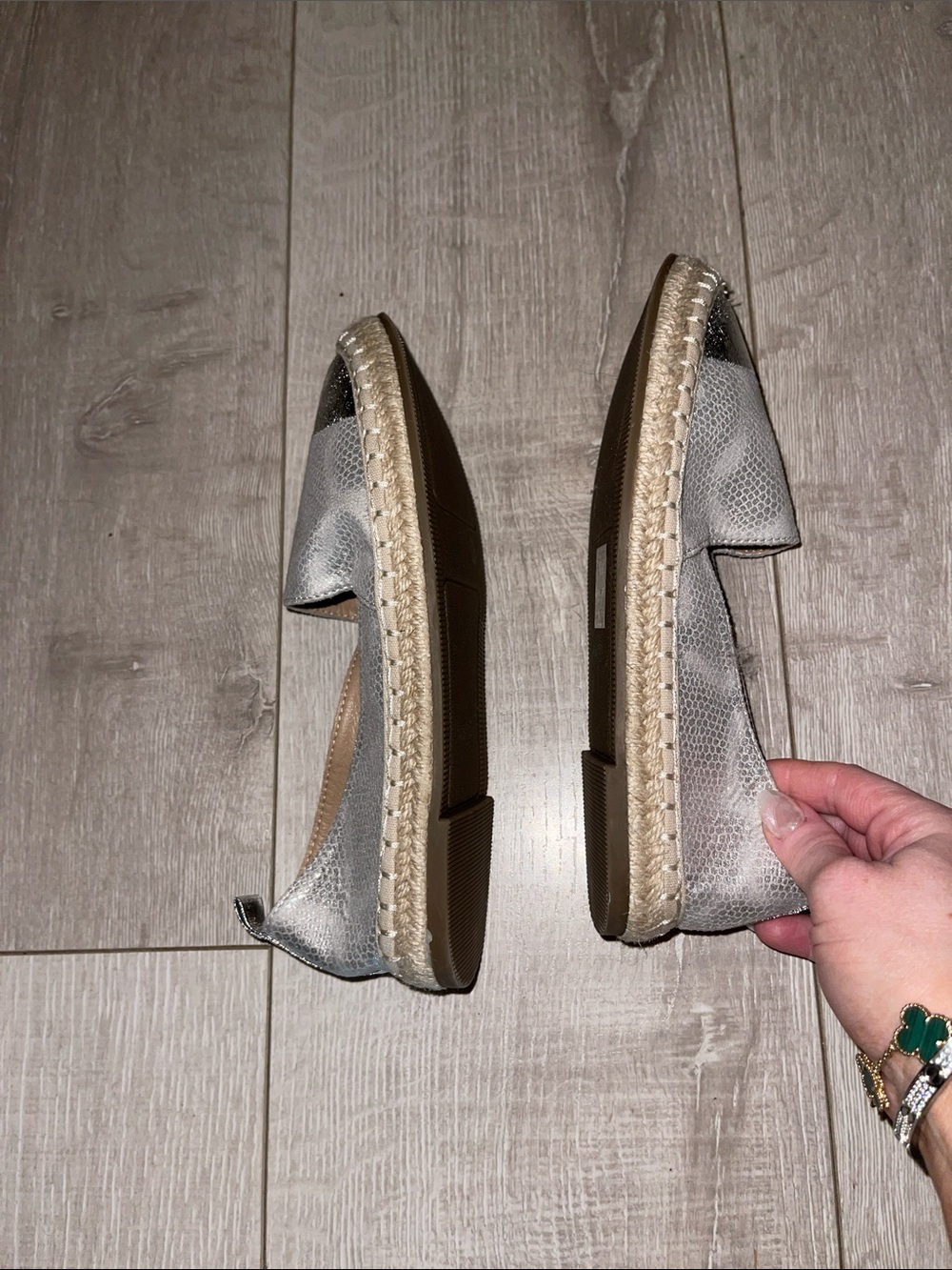 Slip-On Espadrille Flats with Metallic Silver/Snake Size 6- never worn! - Picture 5 of 5